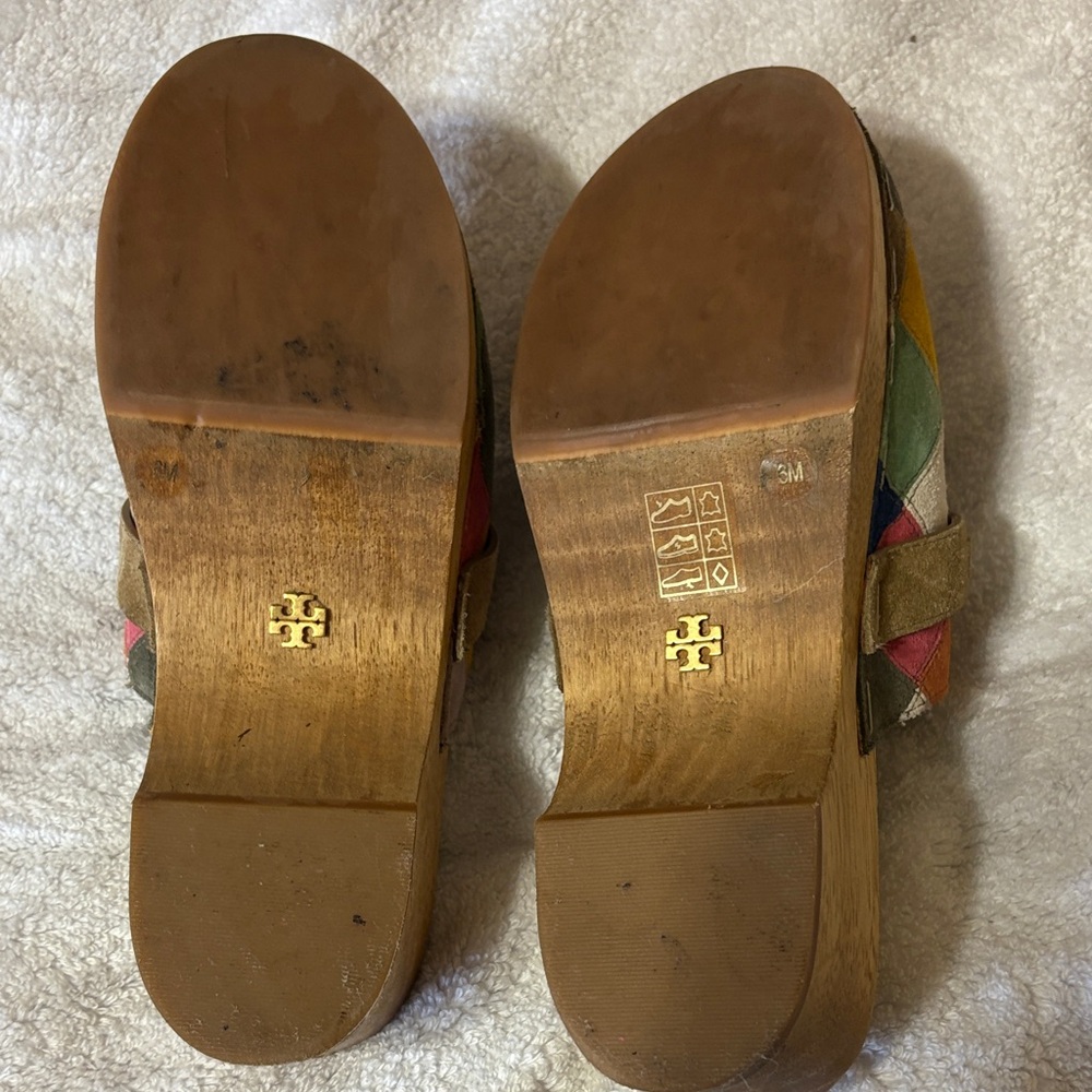 Tory Burch Multicolor Patchwork Mules With Gold D… - image 4